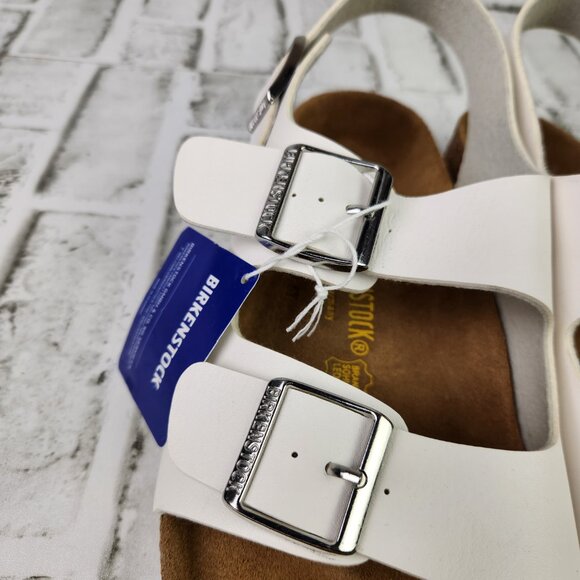 Birkenstock Milano Men\'s US 10 EU 43 White Birko-Flor 3 Adjustable Straps Sandal